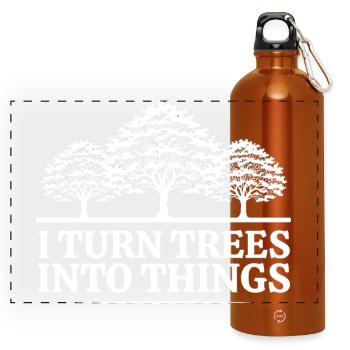 I Turn Trees Into Things Carpenter Humor carpenter - Gourde panoramique avec mousqueton 750 ml - orange - Devant