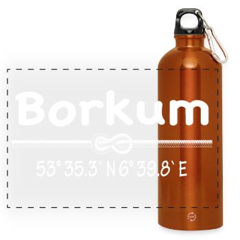 Koordinaten Borkum - Panorama Trinkflasche mit Karabiner 750 ml - Orange - Vorne