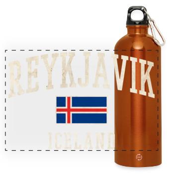 Reykjavik Islande T-shirt à drapeau vintage - Gourde panoramique avec mousqueton 750 ml - orange - Devant