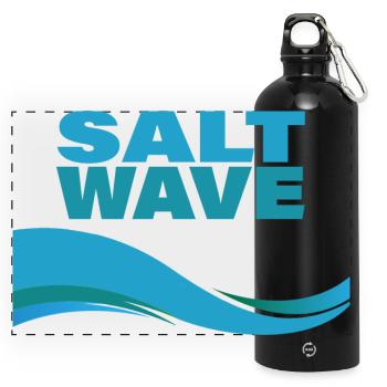SALT WAVE - Panorama Trinkflasche mit Karabiner 750 ml - Schwarz - Vorne