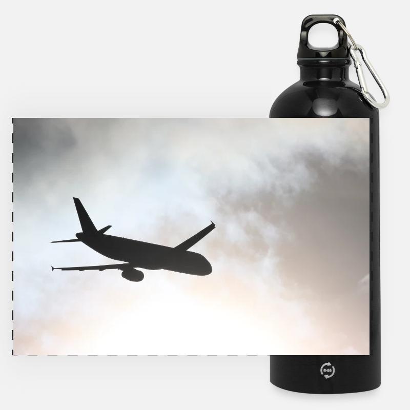 The Phantom in the Sky - Panoramic Drinks Bottle with Carabiner 750 ml - black
