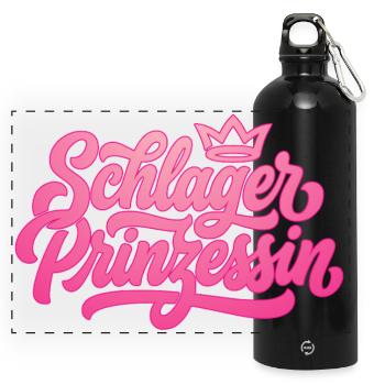 Schlagerprinzessin - Schlager Prinzessin - Panoramic Drinks Bottle with Carabiner 750 ml - black - Front
