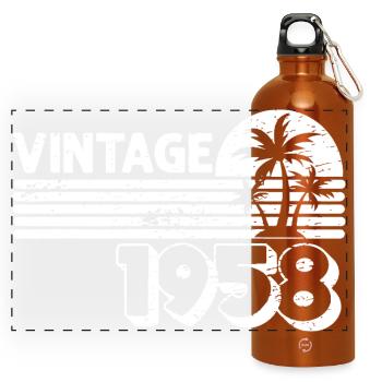 Vintage 1958 Palm Sunset - Panoramic Drinks Bottle with Carabiner 750 ml - burnt orange - Front