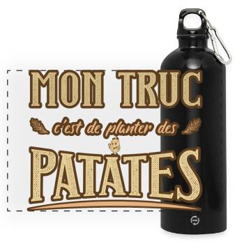 Mon truc c'est de planter des patates humour - Gourde panoramique avec mousqueton 750 ml - noir - Devant