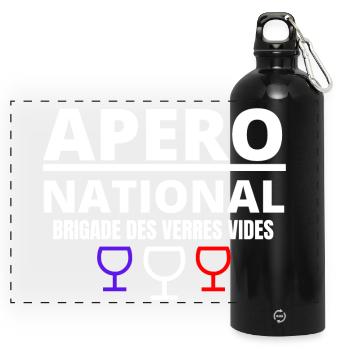 apéro, apéro national, picole nationale - Gourde panoramique avec mousqueton 750 ml - noir - Devant