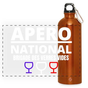 apéro, apéro national, picole nationale - Gourde panoramique avec mousqueton 750 ml - orange - Devant