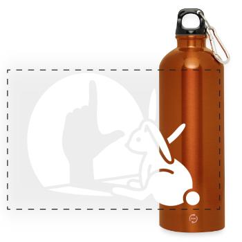 Rabbit Shadow Hand, LOSER Sign Loser - Panoramic Drinks Bottle with Carabiner 750 ml - burnt orange - Front