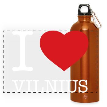 I LOVE VILNIUS Lithuania Litauen - Panoramic Drinks Bottle with Carabiner 750 ml - burnt orange - Front