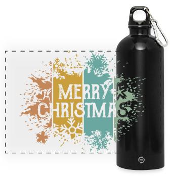 rétro Joyeux Noël Flocon de Neige Cristal de Glace - Gourde panoramique avec mousqueton 750 ml - noir - Devant