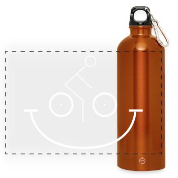 Fahrrad Smile – Minimalistische Bike Zeichnung - Panorama Trinkflasche mit Karabiner 750 ml - Orange - Vorne