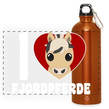I love fjord horses - Panoramic Drinks Bottle with Carabiner 750 ml - burnt orange - Front