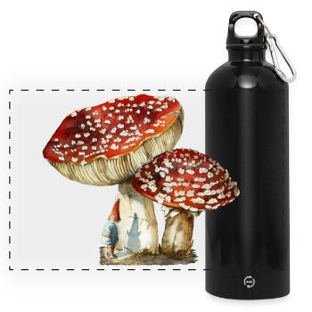 Gnom - Panorama Trinkflasche mit Karabiner 750 ml - Schwarz - Vorne
