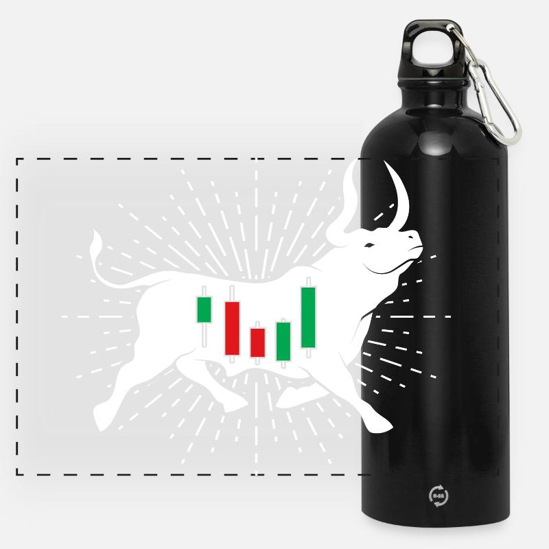 Aktien Bulle - Panorama Trinkflasche mit Karabiner 750 ml - Schwarz