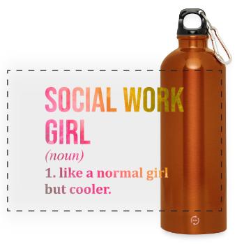 travail social - Gourde panoramique avec mousqueton 750 ml - orange - Devant