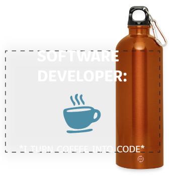 Software Developer - Coffee Edition - Panorama Trinkflasche mit Karabiner 750 ml - Orange - Vorne