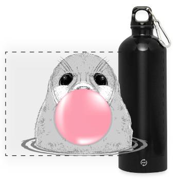 Sceau avec chewing-gum – Motif animalier amusant - Gourde panoramique avec mousqueton 750 ml - noir - Devant