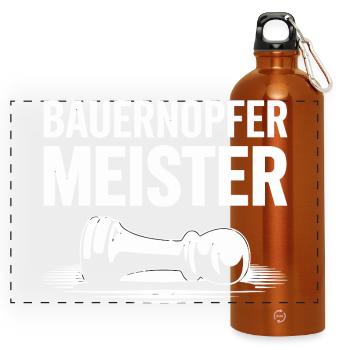 Pawn Sacrifice Master Chess Player Humor Vintage - Panoramic Drinks Bottle with Carabiner 750 ml - burnt orange - Front