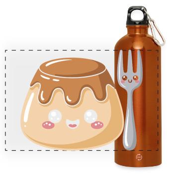 Pudding with fork - Panoramic Drinks Bottle with Carabiner 750 ml - burnt orange - Front
