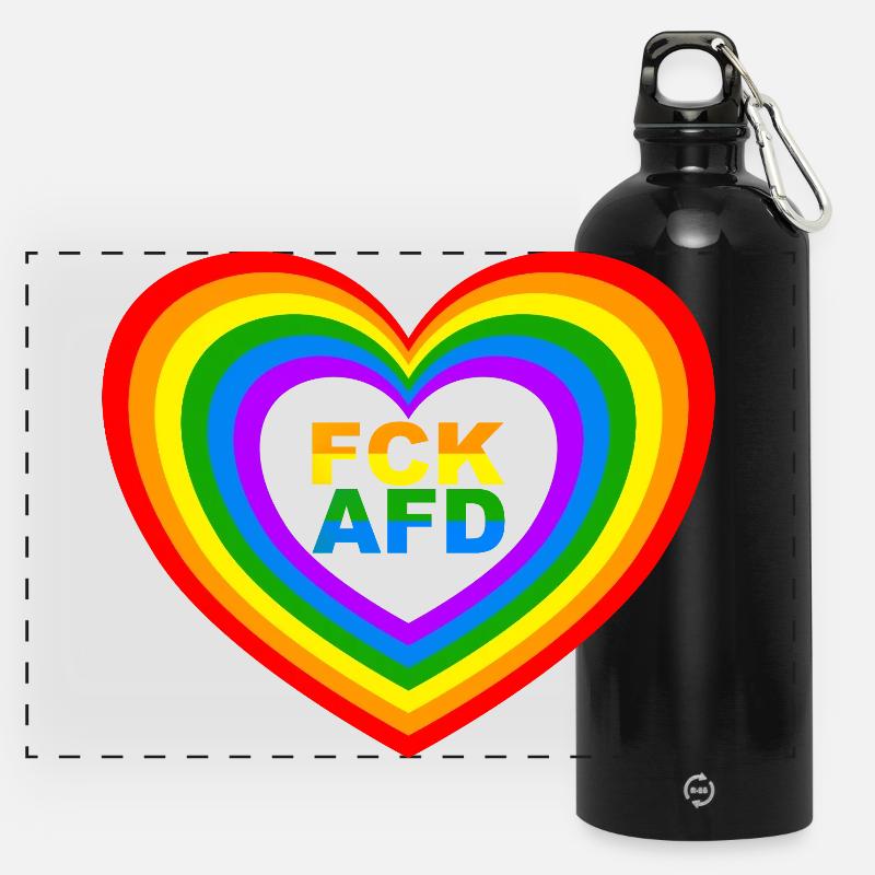FCK AFD Herz - Panoramic Drinks Bottle with Carabiner 750 ml - black