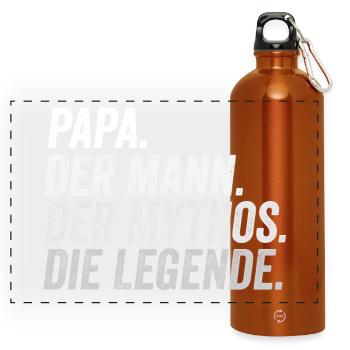 Papa Mann Mythos Legende - Panorama Trinkflasche mit Karabiner 750 ml - Orange - Vorne