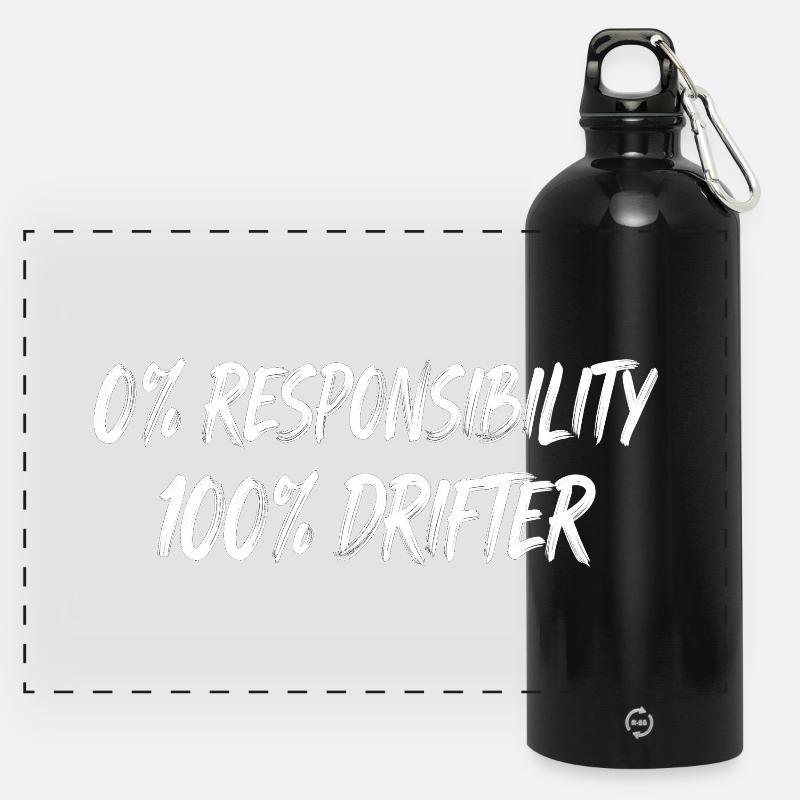 0% Responsibility 100% Drifter - Panoramic Drinks Bottle with Carabiner 750 ml - black