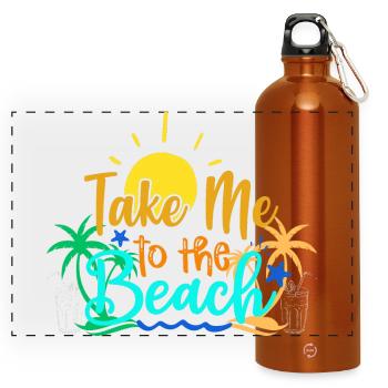 Sunset Beach Vacation Graphic - Panoramic Drinks Bottle with Carabiner 750 ml - burnt orange - Front