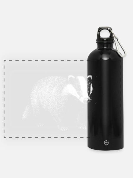 Dachs - Panorama Trinkflasche mit Karabiner 750 ml - Schwarz