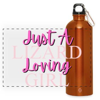 Nur ein Eidechse liebendes Mädchen Design - Panorama Trinkflasche mit Karabiner 750 ml - Orange - Vorne