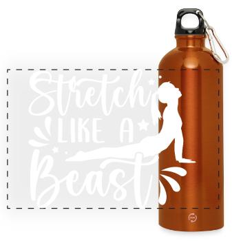 Pilates Enthusiasts Stretch Like A Beast Pilates - Panoramic Drinks Bottle with Carabiner 750 ml - burnt orange - Front