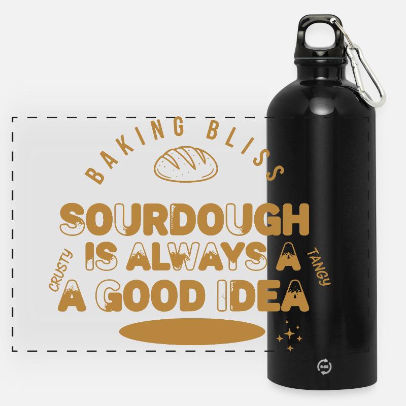 Sauerteig ist immer eine gute Idee, Bliss-Brot zu backen - Panorama Trinkflasche mit Karabiner 750 ml - Schwarz