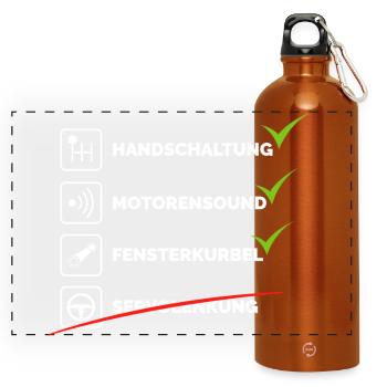 auto tuning oldtimer schrauber Handschaltung - Panorama Trinkflasche mit Karabiner 750 ml - Orange - Vorne