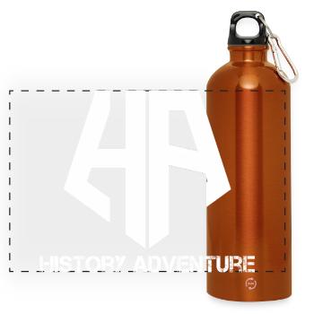 History Adventure Logo - Panoramic Drinks Bottle with Carabiner 750 ml - burnt orange - Front
