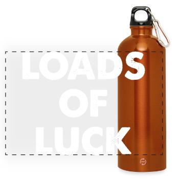 Loads of Luck Schriftzug - Panorama Trinkflasche mit Karabiner 750 ml - Orange - Vorne
