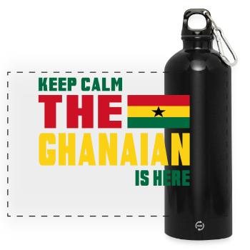 Keep Calm Ghana / Cadeau Mali drapeau national - Gourde panoramique avec mousqueton 750 ml - noir - Devant