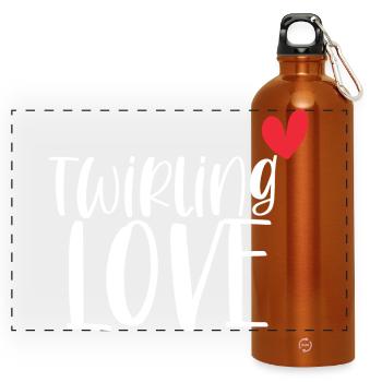 Twirling Love Baton Sport Gift - Panoramic Drinks Bottle with Carabiner 750 ml - burnt orange - Front