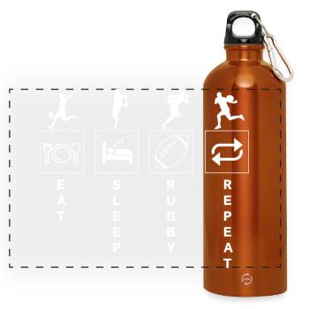 Drôle Rugby Sports Citation Manger Dormir Répéter - Gourde panoramique avec mousqueton 750 ml - orange - Devant