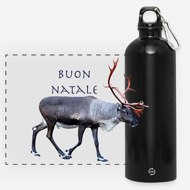 Buon Natale - Gourde panoramique avec mousqueton 750 ml - noir