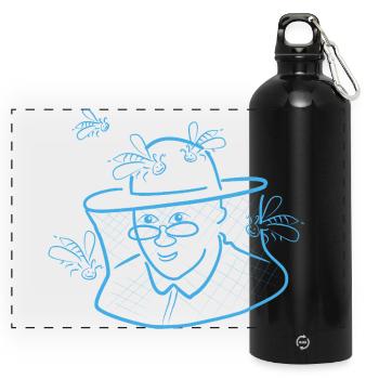 Imker - Panorama Trinkflasche mit Karabiner 750 ml - Schwarz - Vorne
