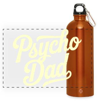 Psycho Dad Vintage Script - Panoramic Drinks Bottle with Carabiner 750 ml - burnt orange - Front