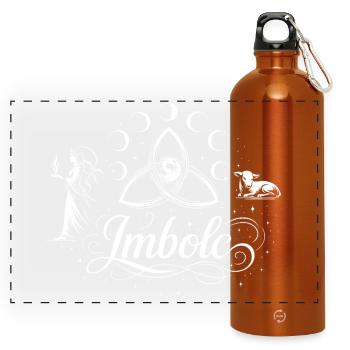 Festival des Bougies d’Imbolc avec Brigid, Lamb et Moon - Gourde panoramique avec mousqueton 750 ml - orange - Devant