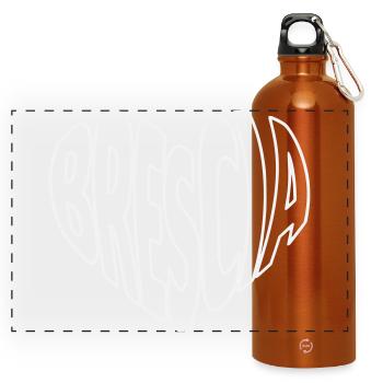 Brescia Lombardie, Typographie Cœur - Gourde panoramique avec mousqueton 750 ml - orange - Devant