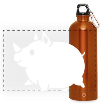 Rhino Cute Cartoon Silhouette - Panoramic Drinks Bottle with Carabiner 750 ml - burnt orange - Front