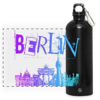 Berlin Skyline Panorama - Gourde panoramique avec mousqueton 750 ml - noir - Devant