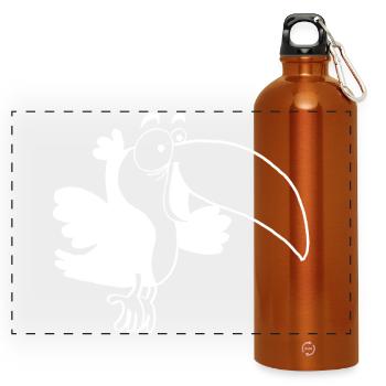 Weißer Tukan Vogel - Panorama Trinkflasche mit Karabiner 750 ml - Orange - Vorne