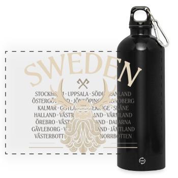 Suède - Barbe de Viking - Mousses - Gourde panoramique avec mousqueton 750 ml - noir - Devant