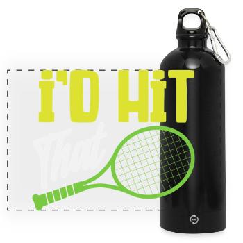 I Beat The Tennis Player Humor - Panoramic Drinks Bottle with Carabiner 750 ml - black - Front