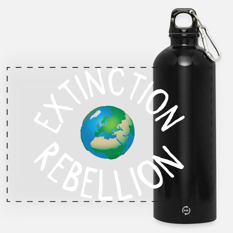 Extinction Rebellion Planet Earth white - Panoramic Drinks Bottle with Carabiner 750 ml - black