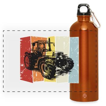 Traktor Deutz retro style - Panorama Trinkflasche mit Karabiner 750 ml - Orange - Vorne