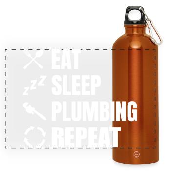 Manger, dormir, plomber, répéter - Gourde panoramique avec mousqueton 750 ml - orange - Devant