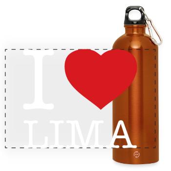 I LOVE LIMA Peru - Panoramic Drinks Bottle with Carabiner 750 ml - burnt orange - Front